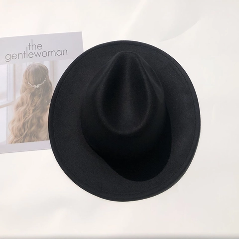 Vintage Fedora Hut Mit Breiter Krempe Für Damen Herren Herbst Winter Polyester Baumwolle Filz Jazz Cap Britisch Bowler Hut