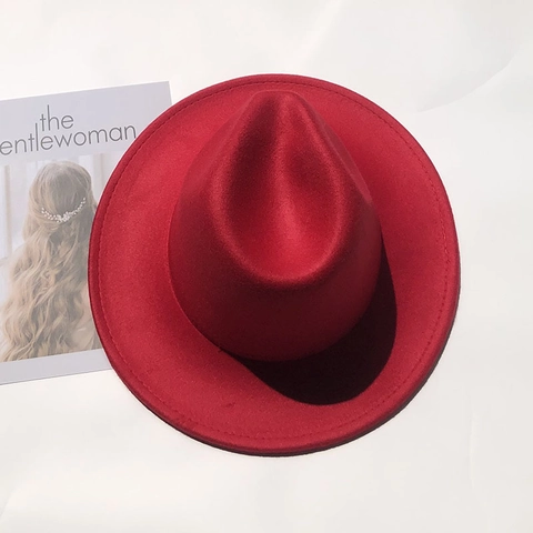 Vintage Fedora Hut Mit Breiter Krempe Für Damen Herren Herbst Winter Polyester Baumwolle Filz Jazz Cap Britisch Bowler Hut