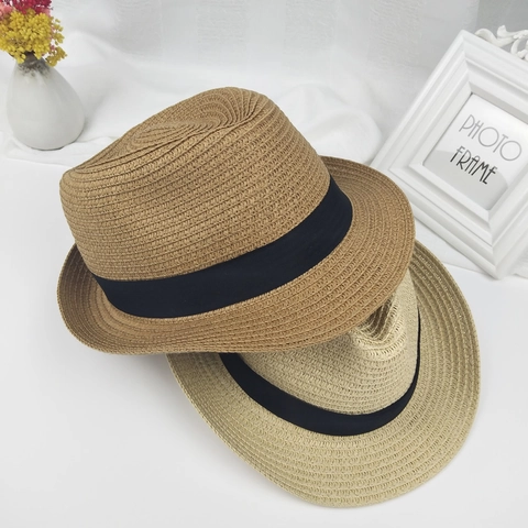 Damen Vintage Panama Strohhut Fedora Mit Schwarzem Band Schleife Sommer Strand Sonnenschutz Atmungsaktiv Urlaub Stroh Sonnenhut