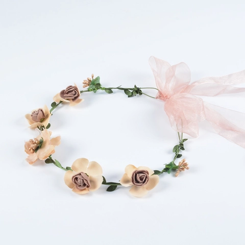 Handmade Artificial Flower Wreath With Ribbon For Sun Hat Decoration Women Wedding Beach Party Fashion Floral Accessories