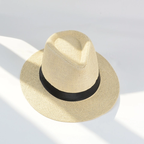 Summer Wide Brim Paper Straw Fedora Hat For Women Men Sun Protection Beach Jazz Hat British Vintage Style Breathable Panama Cap