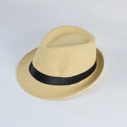Summer Men Women Panama Paper Straw Fedora Hat Breathable Sunshade Jazz Hat With Black Ribbon Vintage Beach Outdoor Sun Hat