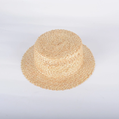 Herren Sommer Weizenstroh Boater Hut Flacher Deckel Britischer Stil Outdoor Sonnenschutz Gewebter Strand Fedora Hut