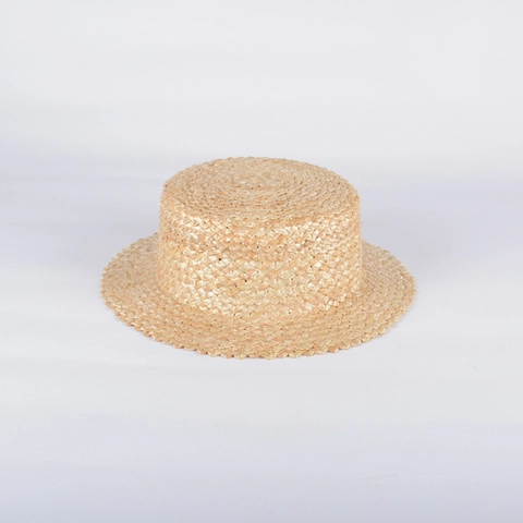 Herren Sommer Weizenstroh Boater Hut Flacher Deckel Britischer Stil Outdoor Sonnenschutz Gewebter Strand Fedora Hut