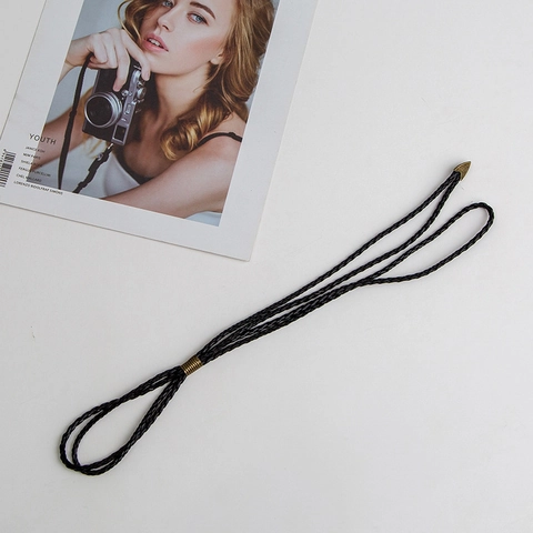 Vintage Geflochtenes Kunstleder Hutband Für Damen Herren Western Cowboyhut Dekoratives Seil Mit Legierung Bronze Enden Bolo Tie