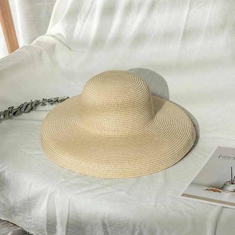 Summer Women Wide Brim Foldable Breathable Sun Protection Paper Straw Hat For Beach Travel Vacation Elegant Solid Color Sunhat