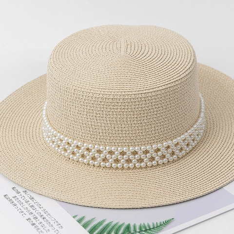 Elegant Hand Woven Artificial Pearl Hat Band Accessory For Women Sun Hat Decoration Stylish White Pearl Strap Without Hat