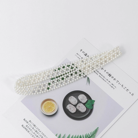 Elegant Hand Woven Artificial Pearl Hat Band Accessory For Women Sun Hat Decoration Stylish White Pearl Strap Without Hat