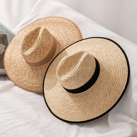 Mode Weizenstroh Breite Krempe Sonnenhut Für Damen Herren Sommer Urlaub Strand Fedora Strohhut Mit Elegantem Band Sonnenschutzkappe