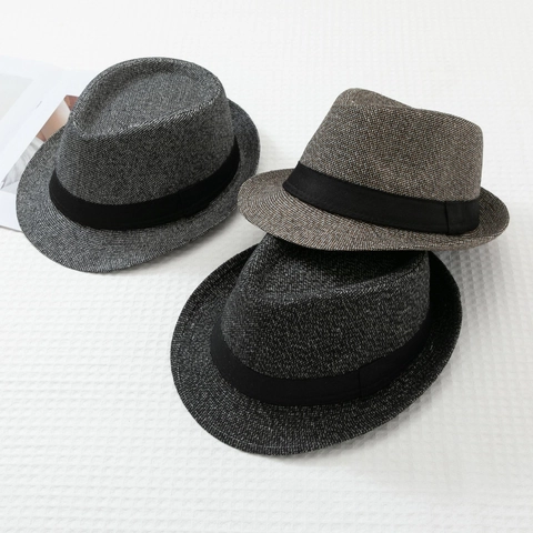 Cappello Fedora in Acrilico in Stile Vintage Britannico per Uomo Donna Cappello Jazz Casual a Tesa Corta Con Nastro Nero