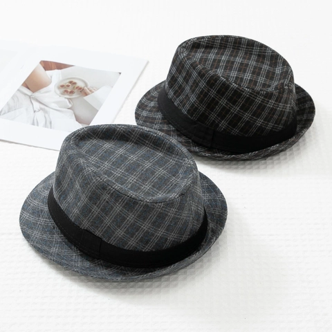 Britischer Vintage Plaid Fedora Hut Für Damen Herren Herbst Winter Jazz Kappe Gentleman Stilvoll Polyester Baumwoll Mischung