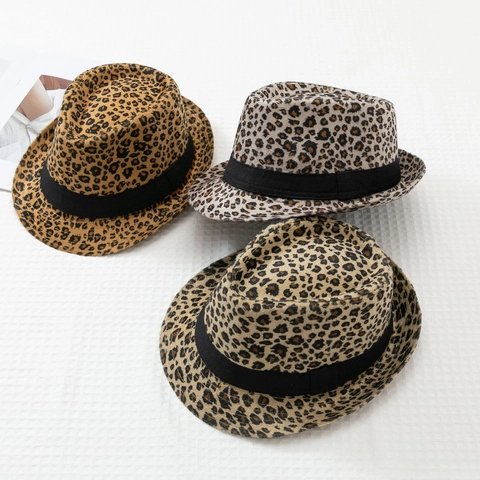 Modischer Leopardenmuster Fedora Hut Vintage Britischer Stil Acryl Jazz Hut Mit Schwarzem Band Für Damen Herren Outdoor