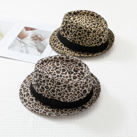 Modischer Leopardenmuster Fedora Hut Vintage Britischer Stil Acryl Jazz Hut Mit Schwarzem Band Für Damen Herren Outdoor