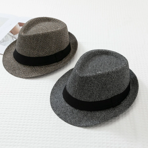 Cappello Fedora in Acrilico in Stile Vintage Britannico per Uomo Donna Cappello Jazz Casual a Tesa Corta Con Nastro Nero