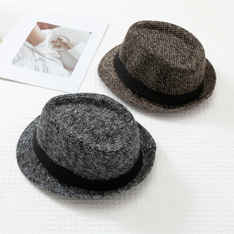 Klassieke Heren Fedora Hoed Britse Stijl Gemengd Weefsel Retro Jazz Trilby Hoed Met Zwarte Lintversiering Warme Zonneklep