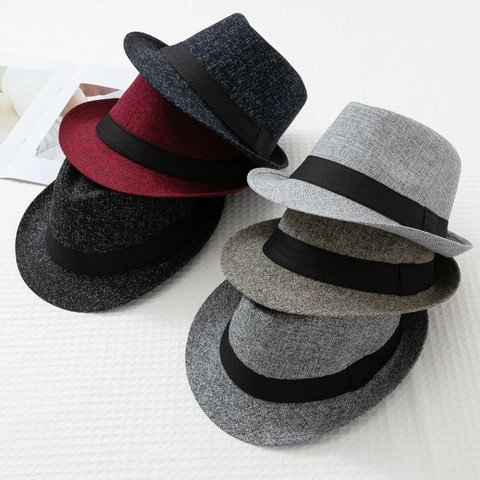 Klassischer Britischer Vintage Fedora Jazz Hut Für Herren Damen Baumwollmischung Kurze Krempe Panama Hut Herbst Winter Warmer Hut Mit Schwarzem Band