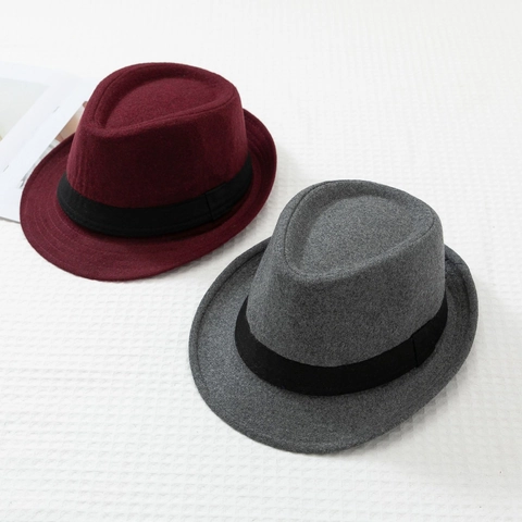 Vintage British Style Acrylic Felt Fedora Hat For Men Women Autumn Winter Jazz Hat With Black Ribbon Decoration Casual Cap