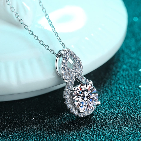 Collana Con Pendente a Zucca in Argento Sterling S925 per Donna Moissanite Zirconia Simbolo Infinito Catena Clavicola Gioielli