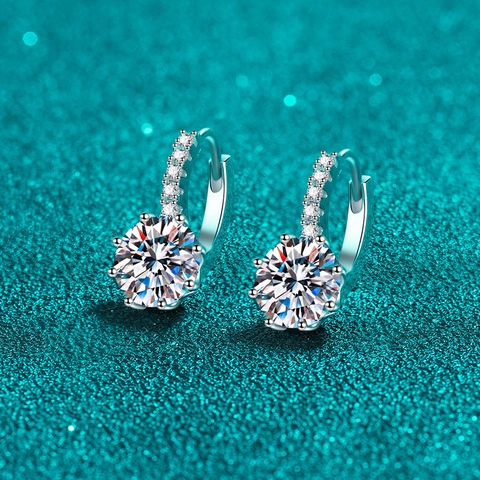 Orecchini a Cerchio in Argento Sterling S925 Con Moissanite e Zirconia a Taglio Rotondo Gioielli Raffinati da Donna Regalo di Nozze