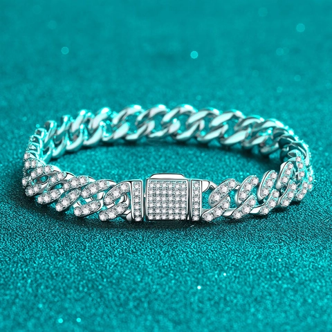 Πολυτελές Βραχιόλι Moissanite Κουβανέζικο Link Ασήμι 925 Iced Out Στρας Hip Hop Μόδα Κοσμήματα για Γυναίκες Άνδρες