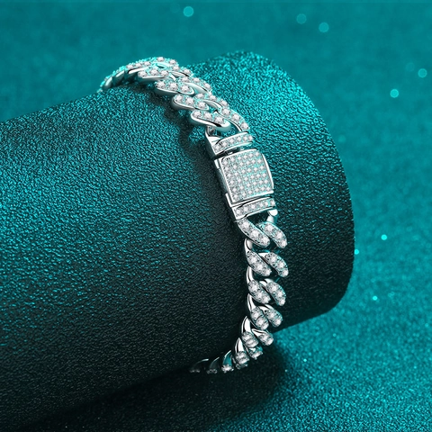 Πολυτελές Βραχιόλι Moissanite Κουβανέζικο Link Ασήμι 925 Iced Out Στρας Hip Hop Μόδα Κοσμήματα για Γυναίκες Άνδρες