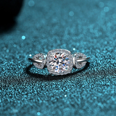 Bague en Argent Sterling 925 Moissanite pour Femmes Design Feuille Botanique Électroplaqué Zirconia Bijoux Mode Bague de Fiançailles
