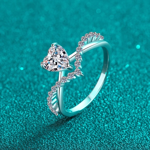 S925 Sterlingsilber Herzform Moissanit Verlobungsring Für Damen Luxus Zirkonia Unendlichkeit Twist Band Hochzeit Fingerring