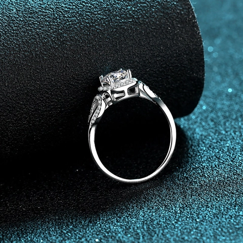 Bague en Argent Sterling 925 Moissanite pour Femmes Design Feuille Botanique Électroplaqué Zirconia Bijoux Mode Bague de Fiançailles