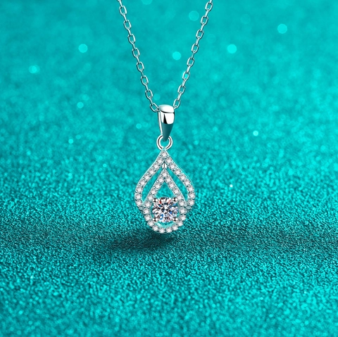 925 Sterlingsilber Wassertropfen Anhänger Halskette Für Damen Minimalistische Hohle Moissanit Zirkonia Schlüsselbein Kette Schmuck Geschenk