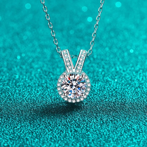 Collar de Plata de Ley 925 Moissanita Circonia Colgante Oreja de Conejo Minimalista Diario Elegante Joyería para Mujeres