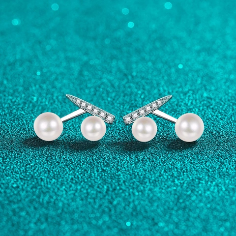 Boucles d'Oreilles Clous Cerise en Argent Sterling S925 Avec Moissanite et Perle d'Eau Douce Pour Femme Bijoux Élégants et Doux