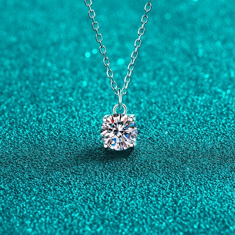 Elegante Collar con Colgante de Moissanita de Plata de Ley 925 para Mujer Minimalista Circonia Joyería Diaria