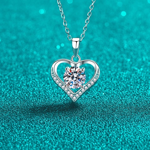 925 Sterlingsilber Herz Anhänger Halskette Moissanit Zirkonia Galvanisierte Schlagendes Herz Mode Schmuck Für Damen Dating Geschenk