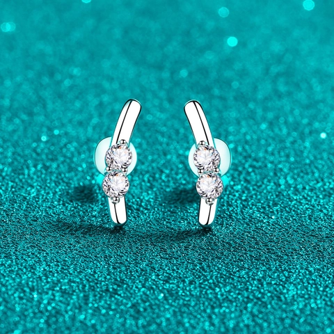 Pendientes de Botón de Moissanita de Plata de Ley 925 Lindas Orejas de Conejo Pequeño Arco Joyería para Mujer Accesorios