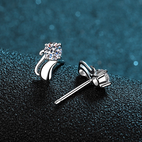 925 Sterling Silver Moissanite Cat Stud Earrings For Women Cute Animal Zirconia Earring Jewelry With 925 Silver Post