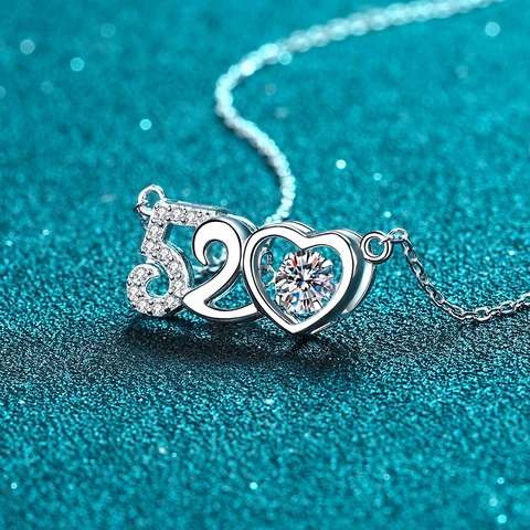 Collana Con Ciondolo a Cuore in Argento Sterling 925 Moissanite per Donna Elegante 520 Design d'Amore Catena a Croce Galvanica Gioielli Regalo di San Valentino