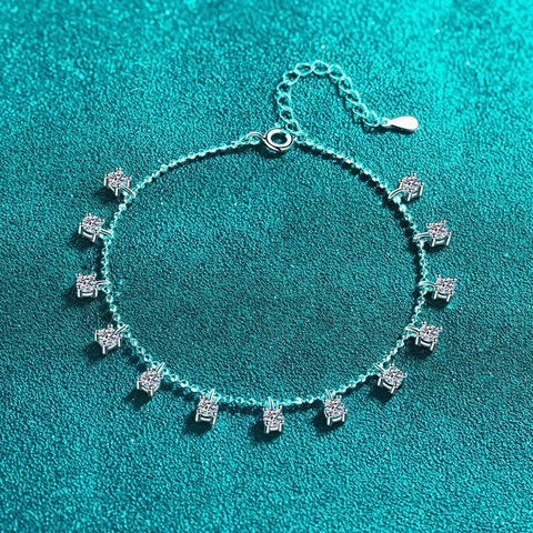 925 Sterling Silver Moissanite Bracelet Elegant Fashion Adjustable Chain Bracelet For Women Commute Daily Jewelry Gift
