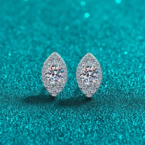925 Sterling Silver Moissanite Zirconia Stud Earrings Marquise Evil Eye Halo Earring Retro Silver Jewelry For Women Gift