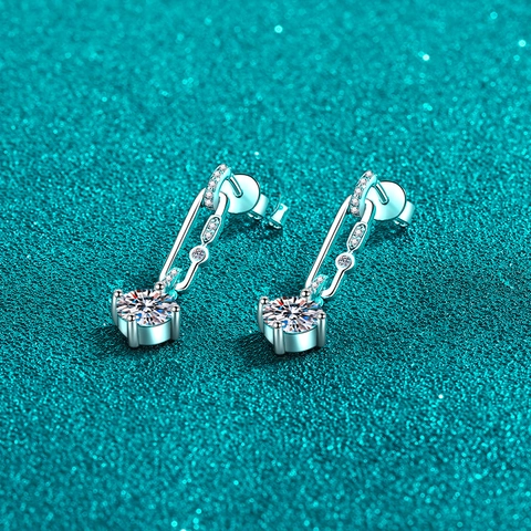 925 Sterling Zilver Moissaniet Zirconia Paperclip Kwastje Oorbellen Voor Dames Elegant Geometrisch Sieraden Cadeaus