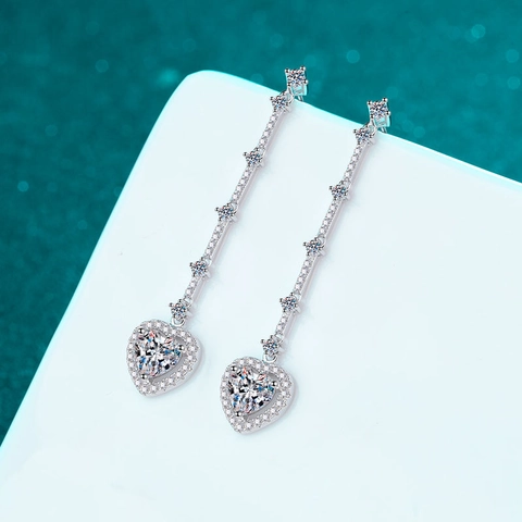 Pendientes Colgantes De Borla De Corazón De Plata De Ley 925 Para Mujer Elegantes Pendientes De Corazón De Circonia Con Flecos Largos Joyería Regalo