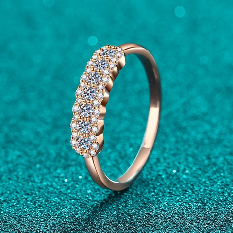 925 Sterlingsilber Moissanit Ring Für Damen Champagnergold Minimalistischer Ring Luxus Hochzeit Party Schmuck