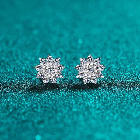 S925 Sterling Zilver Moissaniet Sneeuwvlok Oorknopjes Elegante Zonnebloem Sierlijke Oorbellen Voor Dames Hoge Kwaliteit Sieraden Cadeau