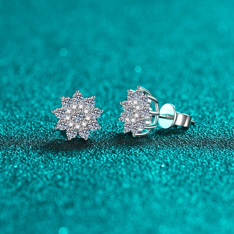 S925 Sterling Zilver Moissaniet Sneeuwvlok Oorknopjes Elegante Zonnebloem Sierlijke Oorbellen Voor Dames Hoge Kwaliteit Sieraden Cadeau