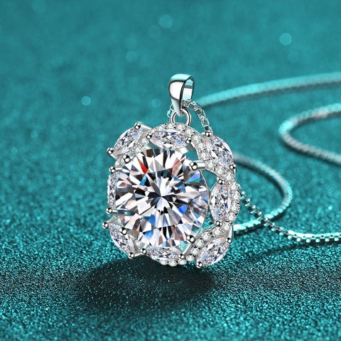 Collier Pendentif En Moissanite En Argent Sterling 925 Élégant Pour Femme Bijou Tournesol En Zirconia 10 Carats Cadeau