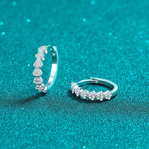 Boucles d'Oreilles Créoles en Argent Sterling 925 Moissanite pour Femmes Luxe Forme d'Éventail Pavage Bijoux Élégants