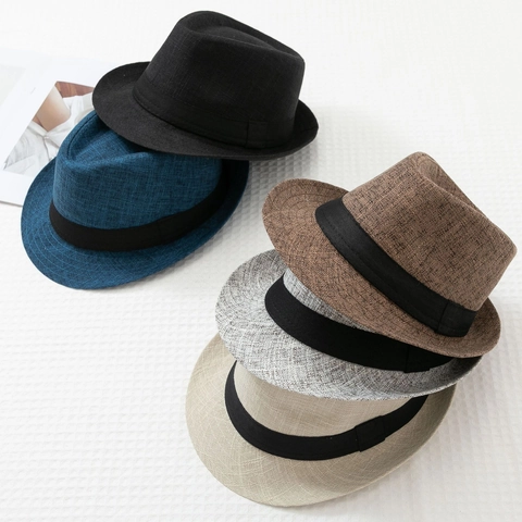 Cappello Fedora di Paglia Estivo da Uomo Traspirante Cappello da Sole in Paglia di Carta Con Fascia Decorativa Gentleman British Style