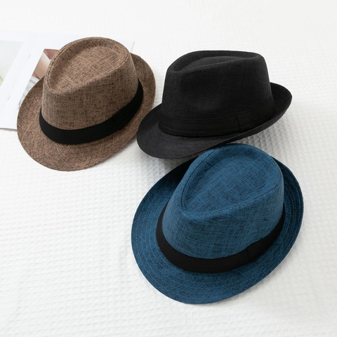 Cappello Fedora di Paglia Estivo da Uomo Traspirante Cappello da Sole in Paglia di Carta Con Fascia Decorativa Gentleman British Style