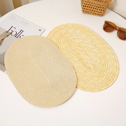 DIY Handmade Wheat Straw Hat Base Pastoral Style Oval Woven Mat For Lolita Hat Making Summer Sun Protection Beach Hat Base