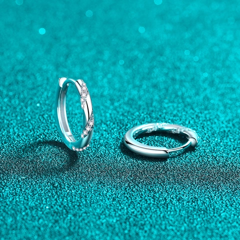 Pendientes de Aro de Plata de Ley S925 Con Moissanita para Mujer Diseño Geométrico Retorcido Minimalista Joyería de Piedras Preciosas