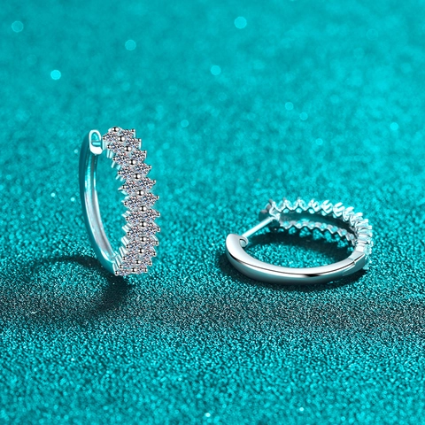 Orecchini a Cerchio in Argento Sterling 925 Moissanite per Donna Gioielli Galvanici Intarsiati con Strass di Lusso